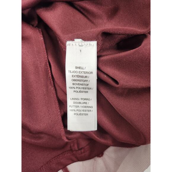 Gianni Bini Women's Wendy Burgundy Sequin Mesh Embroidered Floral Dress, Size 0 - Picture 12 of 14